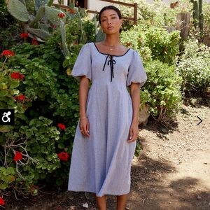 Nobody's Child Blue Gingham Bertie Milkmaid Midi Dress